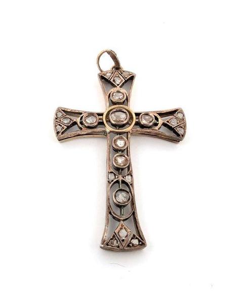 Zonder Minimumprijs - Hanger - 10 kt. Geel goud, Zilver -, Sieraden, Tassen en Uiterlijk, Antieke sieraden
