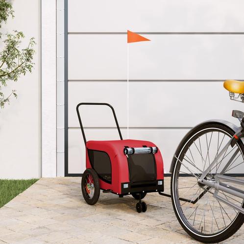 vidaXL Hondenfietstrailer oxford stof en ijzer rood en zwart, Dieren en Toebehoren, Overige Dieren-accessoires, Nieuw, Verzenden