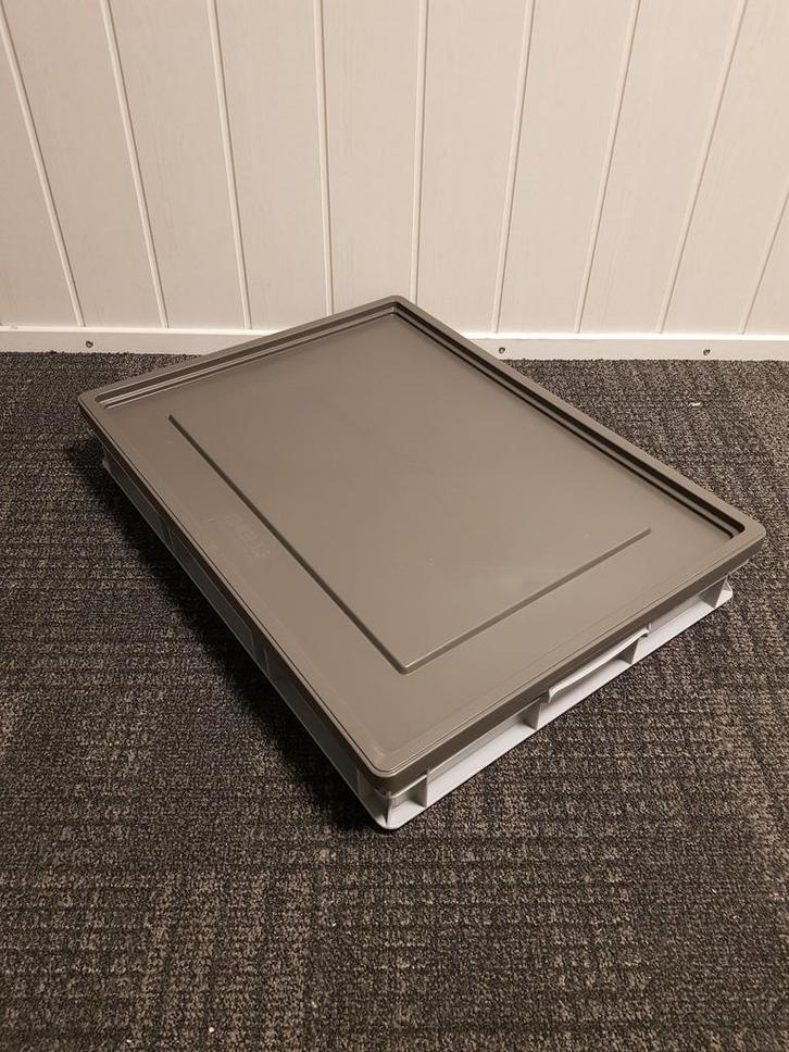 Kunststof bak 800x600x120mm, grijs, met oplegdeksel,, Doe-het-zelf en Verbouw, Kratten en Dozen, 75 tot 100 cm, Gebruikt, Bak of Kist