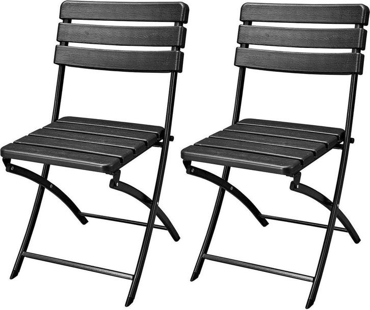 2dekans | ERRO Klapstoel - Bistrostoel - houtlook - 2 stuks, Huis en Inrichting, Stoelen, Zwart, Zo goed als nieuw, Ophalen of Verzenden