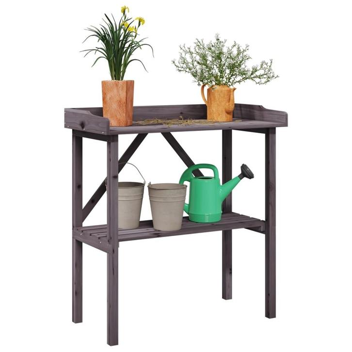 vidaXL Plantentafel met schap 78x38x82,5 cm vurenhout grijs, Tuin en Terras, Overige Tuin en Terras, Nieuw, Verzenden
