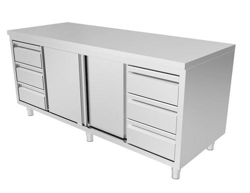 Werktafel met 3L + 3R Ladekast mer schuifdeuren, Zakelijke goederen, Horeca | Meubilair en Inrichting, Verzenden