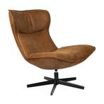 *WOONWINKEL* Draai Fauteuil Met Hoge Rug Cognac, Huis en Inrichting, Verzenden, Nieuw, Stof