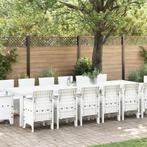 vidaXL 15-delige Tuinset poly rattan wit, Tuin en Terras, Tuintafels, Verzenden, Nieuw, Kunststof