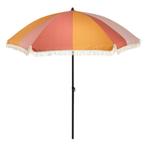Parasol streep oranje met franjes 220 cm, Tuin en Terras, Verzenden, Nieuw