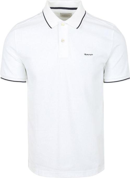Gant Tipping Piqué Poloshirt Wit maat 4XL Heren, Kleding | Heren, Polo's, Wit, Nieuw, Verzenden