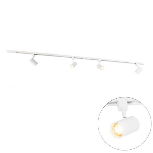 Modern 1-fase railsysteem met 4 spots wit - Jeana, Huis en Inrichting, Lampen | Spots, Nieuw, Overige materialen