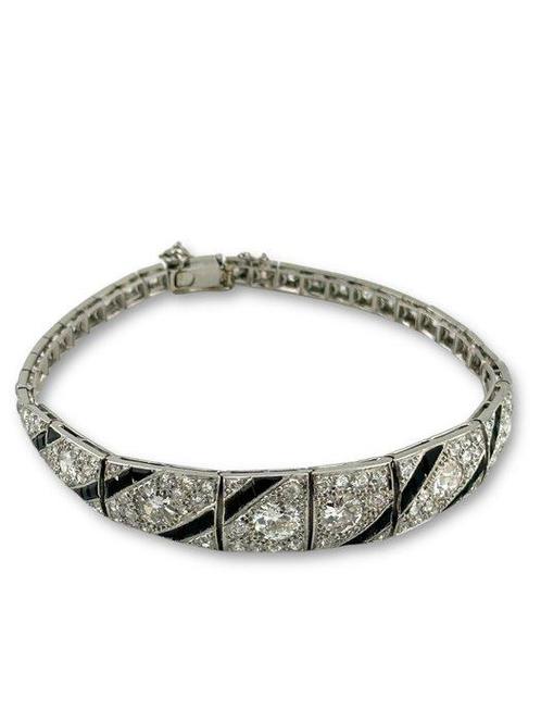 Armband - 18 karaat Geel goud, 18K gouden Art Deco diamanten, Sieraden, Tassen en Uiterlijk, Armbanden