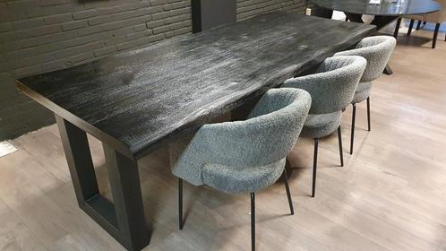 Eettafel boomstam | 280x110cm  | Mangohout | Zwart, Huis en Inrichting, Tafels | Eettafels, Nieuw, Ophalen