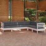 vidaXL 6-delige Loungeset met kussens massief grenenhout wit, Verzenden, Nieuw, 6 zitplaatsen, Loungeset