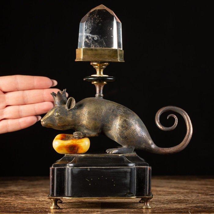 sculptuur, Mouse and Quartz - 240 mm - Bronzen beeldhouwwerk, Antiek en Kunst, Antiek | Overige Antiek