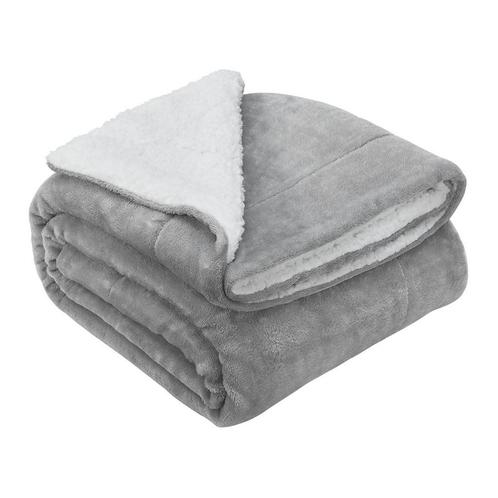 Fleecedeken 2 kanten - 150 x 200 cm - Lichtgrijs, Huis en Inrichting, Woonaccessoires | Plaids en Woondekens, Nieuw, Verzenden