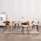 vidaXL Eetkamerstoelen 4 st gebogen hout en kunstleer, Huis en Inrichting, Stoelen, Verzenden, Nieuw, Wit