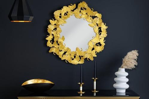 Decoratieve wandspiegel GINKGO LEAFS L 70cm goud rond, Huis en Inrichting, Woonaccessoires | Spiegels, Ophalen of Verzenden