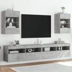 vidaXL Tv-wandmeubels met LED 2 st 40x30x60,5 cm betongrijs, Verzenden, Nieuw, Overige houtsoorten