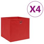 vidaXL Opbergboxen 4 st 28x28x28 cm nonwoven stof rood, Nieuw, Verzenden