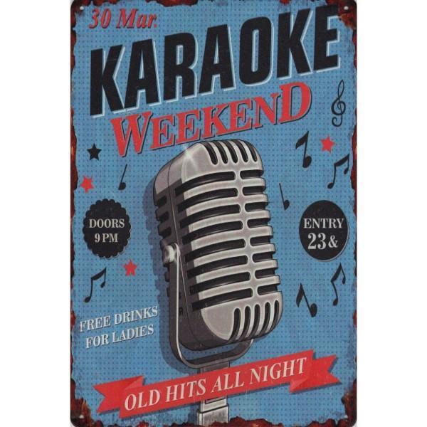 Wandbord - Karaoke Weekend Old Hits All Night, Huis en Inrichting, Woonaccessoires | Wanddecoraties, Nieuw, Ophalen of Verzenden