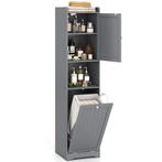 LIVSK Hoge Badkamerkast met Wasmand - Verstelbare Planken -, Verzenden, Nieuw