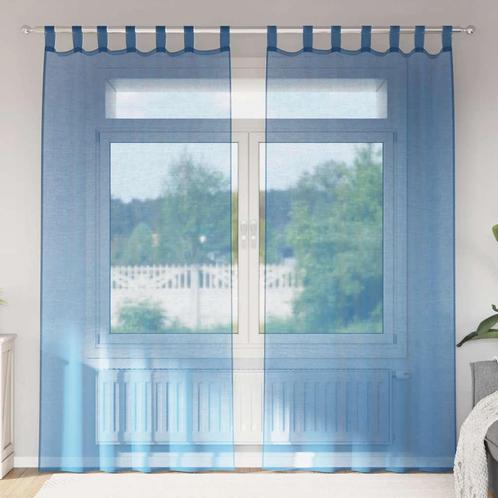 vidaXL Gordijnen voile met lussen 2 st 140x245 cm, Huis en Inrichting, Stoffering | Gordijnen en Lamellen, Blauw, Nieuw, Verzenden