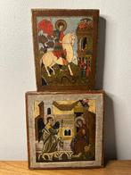 Icoon - Hout - Lot van 2 religieuze iconen