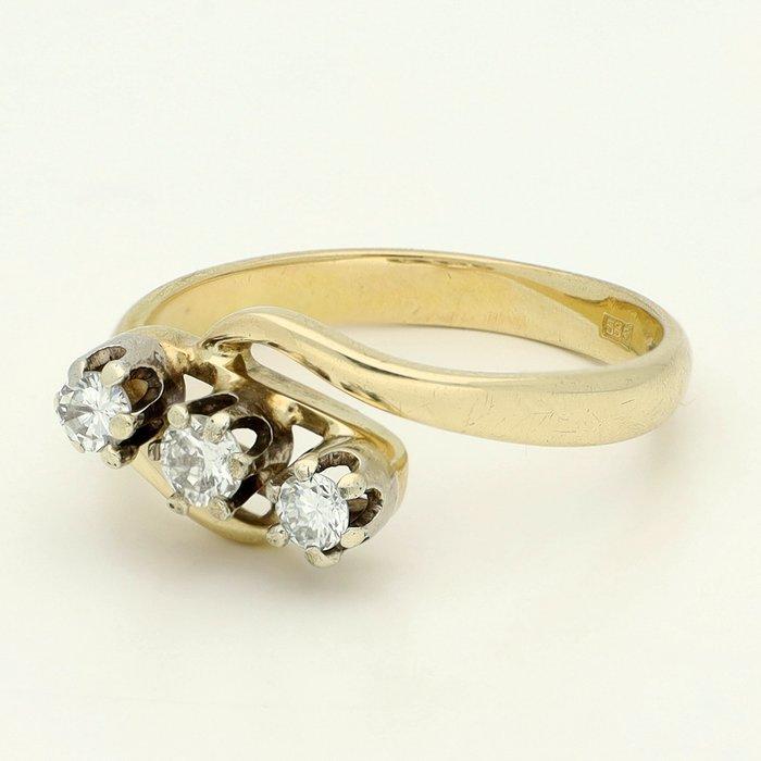 Ring - 14 karaat Geel goud - 0.29ct. tw. Diamant, Sieraden, Tassen en Uiterlijk, Ringen