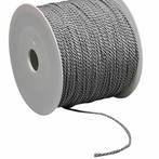 Labelkoord / Folderkoord Gedraaid Textiel - Zilver - 100...