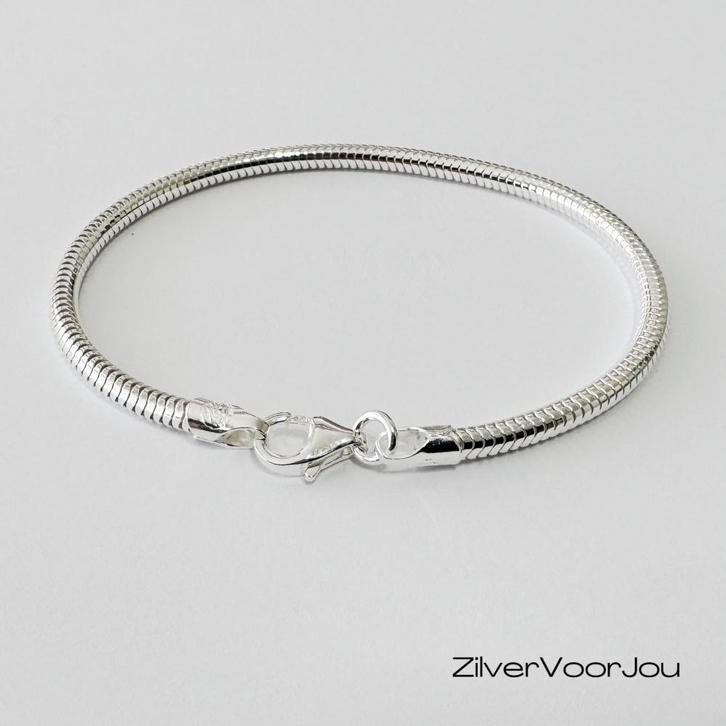 925 Zilveren slang armband 3 mm breed, Sieraden, Tassen en Uiterlijk, Armbanden, Nieuw, Verzenden