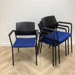 Tweedehands Complete set van 4 stuks vergaderstoelen, blauw, Huis en Inrichting, Stoelen, Ophalen of Verzenden, Gebruikt, Zwart