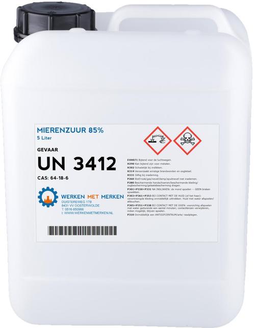 Wmm Chemie Mierenzuur 85 5 liter, jerrycan, Doe-het-zelf en Verbouw, Overige Doe-het-zelf en Verbouw, Nieuw, Verzenden