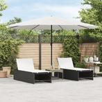 vidaXL Parasol met stalen paal 388x388x248 cm wit, Tuin en Terras, Parasols, Verzenden, Nieuw, 3 tot 4 meter