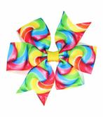 Haarspeld Duckklem Strik Stof 8cm Regenboog Geel, Verzenden, Nieuw