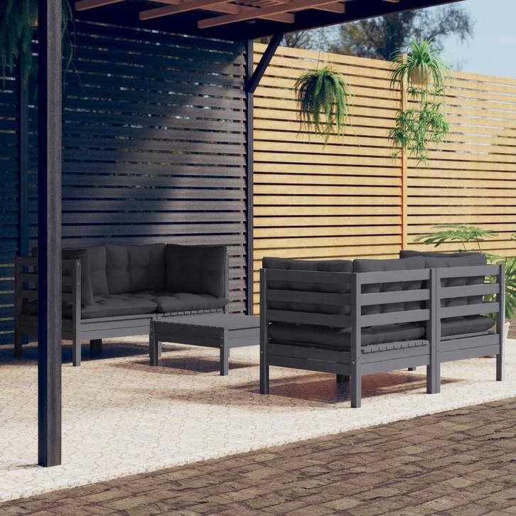 vidaXL 5-delige Loungeset met antracietkleurige kussens, Tuin en Terras, Tuinsets en Loungesets, Loungeset, Nieuw, Verzenden