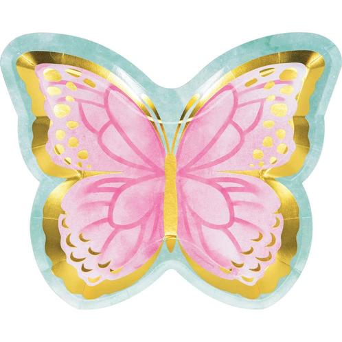 Vlinder Borden 18cm 8st, Hobby en Vrije tijd, Feestartikelen, Nieuw, Verzenden