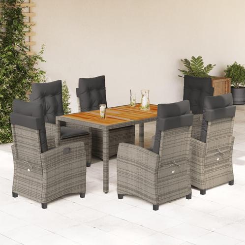 vidaXL 7-delige Tuinset met kussens poly rattan grijs, Tuin en Terras, Tuinsets en Loungesets, Tuinset, Nieuw, 6 zitplaatsen, Rotan