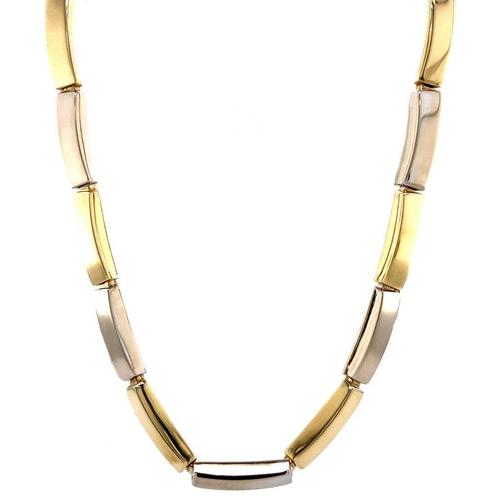 Gouden choker bicolour 45 cm 14 karaat, Sieraden, Tassen en Uiterlijk, Kettingen, Goud, Zo goed als nieuw, Goud, Verzenden