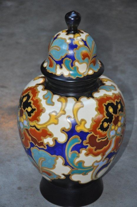 Regina Kunstaardewerkfabriek - dekselvaas - Keramiek -, Antiek en Kunst, Antiek | Glas en Kristal