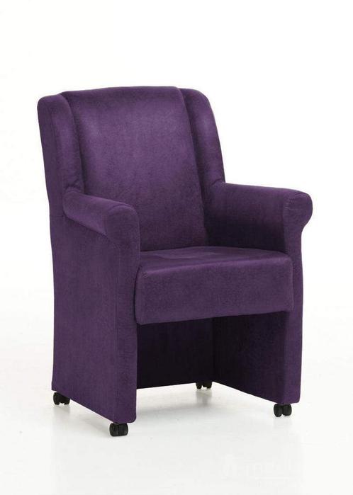 Eetkamerstoel Mandy met wielen - eetkamerstoelen - Paars, Huis en Inrichting, Stoelen, Nieuw, Stof