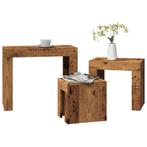 vidaXL 3-delige Tafeltjesset bewerkt hout oud houtkleurig, Huis en Inrichting, Tafels | Salontafels, Verzenden, Nieuw, Overige houtsoorten