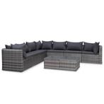 vidaXL 8-delige Loungeset met kussens poly rattan grijs, Verzenden, Nieuw, Rotan, Loungeset