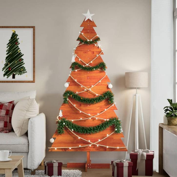 vidaXL Kerstdecoratie kerstboom 180 cm massief grenenhout, Diversen, Kerst, Nieuw, Verzenden