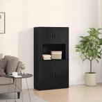 vidaXL Highboard Zwart eiken 80 x 33 x 150 cm Bewerkt hout, Huis en Inrichting, Minder dan 50 cm, Verzenden, Nieuw, Minder dan 100 cm