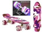 Sajan - Skateboard - LED - Penny board - Camouflage Paars -, Sport en Fitness, Skateboarden, Verzenden, Nieuw, Skateboard