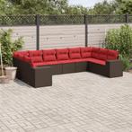 vidaXL 10-delige tuinbankset met kussens, bruin polyrotan, Tuin en Terras, Tuinsets en Loungesets, Verzenden, Nieuw, Rotan