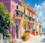 Irina Collins - Rainbow Town XL · NO Reserve, Antiek en Kunst, Kunst | Schilderijen | Modern