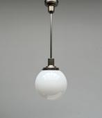 Plafondlamp - Vernikkeld messing, Opaline glas