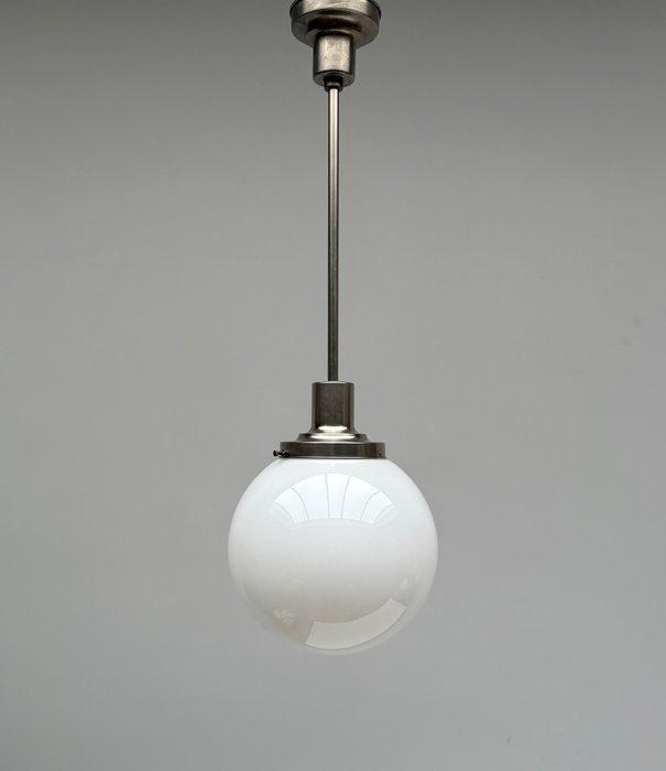 Plafondlamp - Vernikkeld messing, Opaline glas, Antiek en Kunst, Kunst | Designobjecten