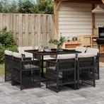vidaXL 9-delige Tuinset poly rattan zwart, Nieuw, 8 zitplaatsen, Tuinset, Verzenden
