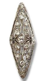 Ring - 14 karaat Witgoud, Art Deco 1930 Cocktailring 14K, Sieraden, Tassen en Uiterlijk, Ringen, Nieuw