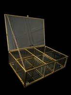 Sieradendoos - Glas, Messing - 5-vaks, Antiek en Kunst, Curiosa en Brocante