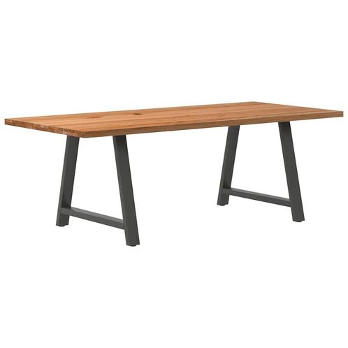 vidaXL Eettafel rechthoekig 220x100x74 cm massief eikenhout, Huis en Inrichting, Tafels | Eettafels, Nieuw, Verzenden